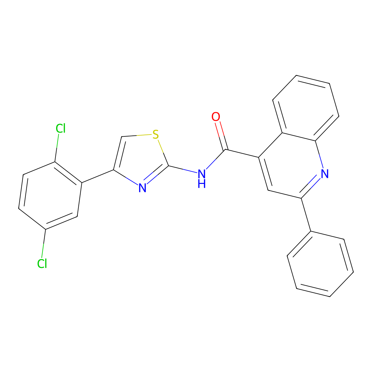 N-[4-(2,5-dichlorophenyl)-1,3-thiazol-2-yl]-2-phenylquinoline-4-carboxamide molecular structure, CAS 392251-19-3