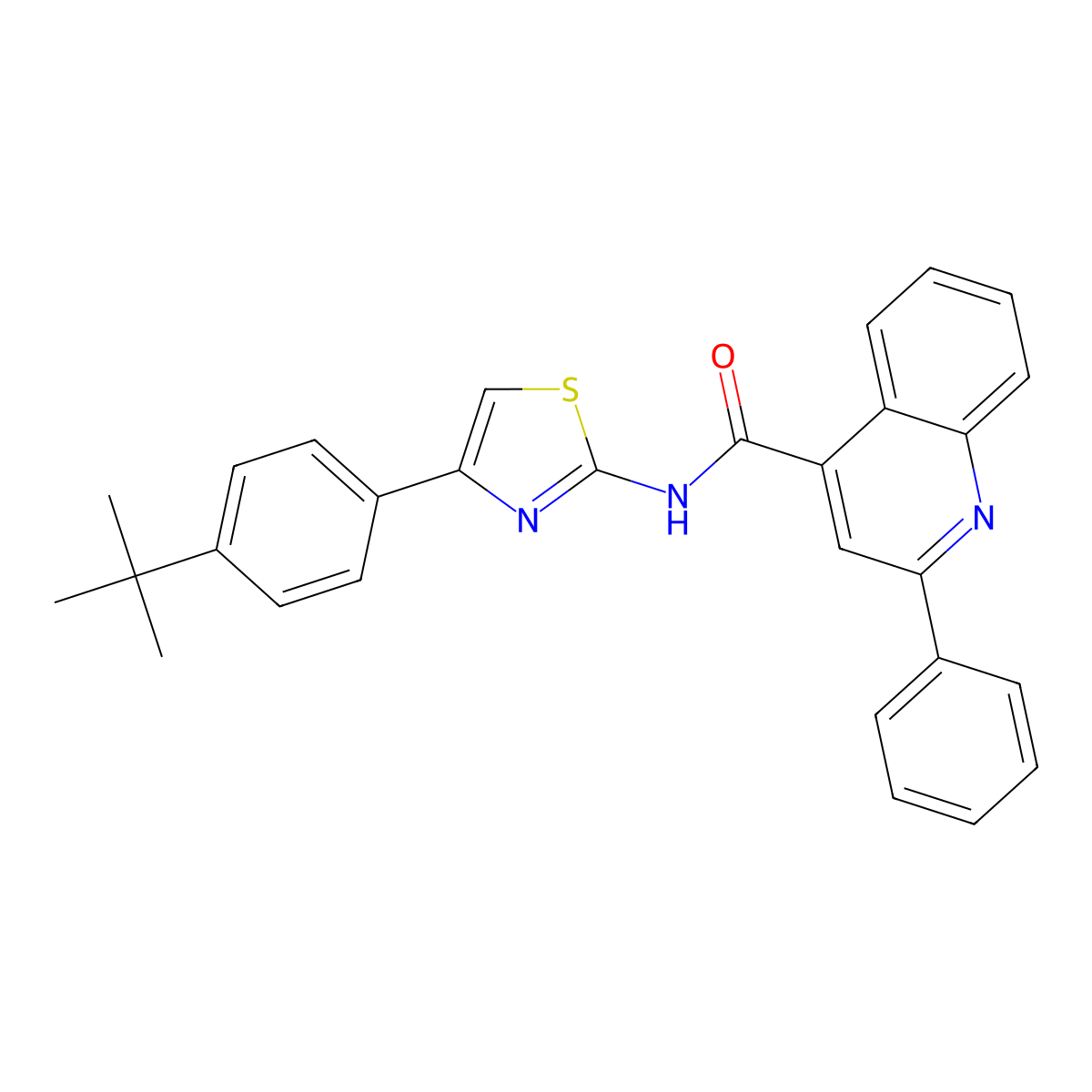N-[4-(4-tert-butylphenyl)-1,3-thiazol-2-yl]-2-phenylquinoline-4-carboxamide molecular structure, CAS 392251-20-6