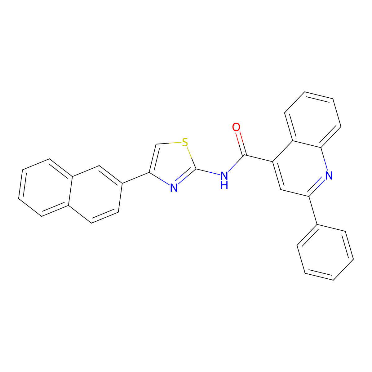 N-(4-(naphthalen-2-yl)thiazol-2-yl)-2-phenylquinoline-4-carboxamide molecular structure, CAS 392251-21-7