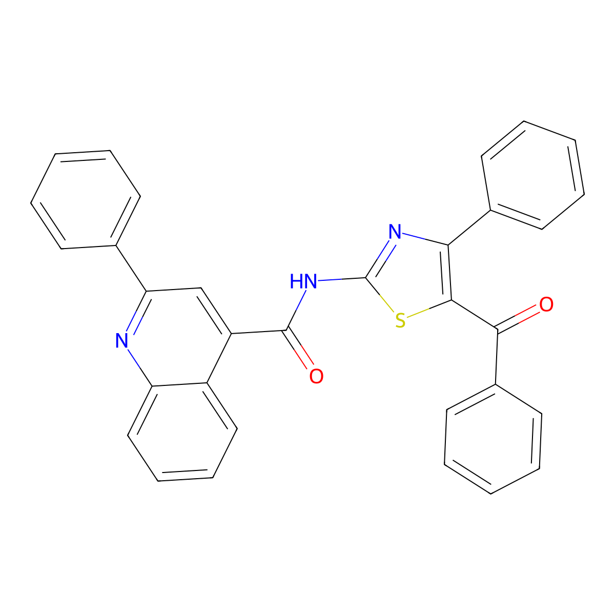 N-(5-benzoyl-4-phenyl-1,3-thiazol-2-yl)-2-phenylquinoline-4-carboxamide molecular structure, CAS 392251-22-8