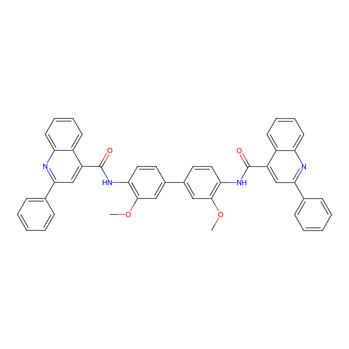 N-[2-methoxy-4-[3-methoxy-4-[(2-phenylquinoline-4-carbonyl)amino]phenyl]phenyl]-2-phenylquinoline-4-carboxamide molecular structure, CAS 392251-23-9