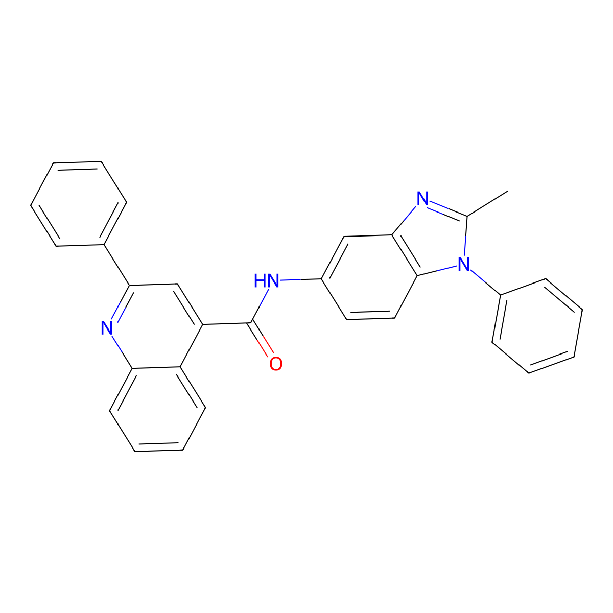 N-(2-methyl-1-phenyl-1H-benzo[d]imidazol-5-yl)-2-phenylquinoline-4-carboxamide molecular structure, CAS 392251-30-8