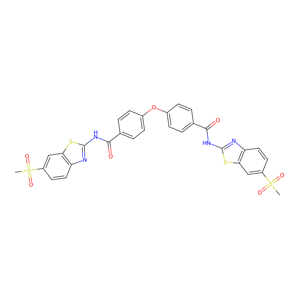N-(6-methylsulfonyl-1,3-benzothiazol-2-yl)-4-[4-[(6-methylsulfonyl-1,3-benzothiazol-2-yl)carbamoyl]phenoxy]benzamide molecular structure, CAS 392251-36-4