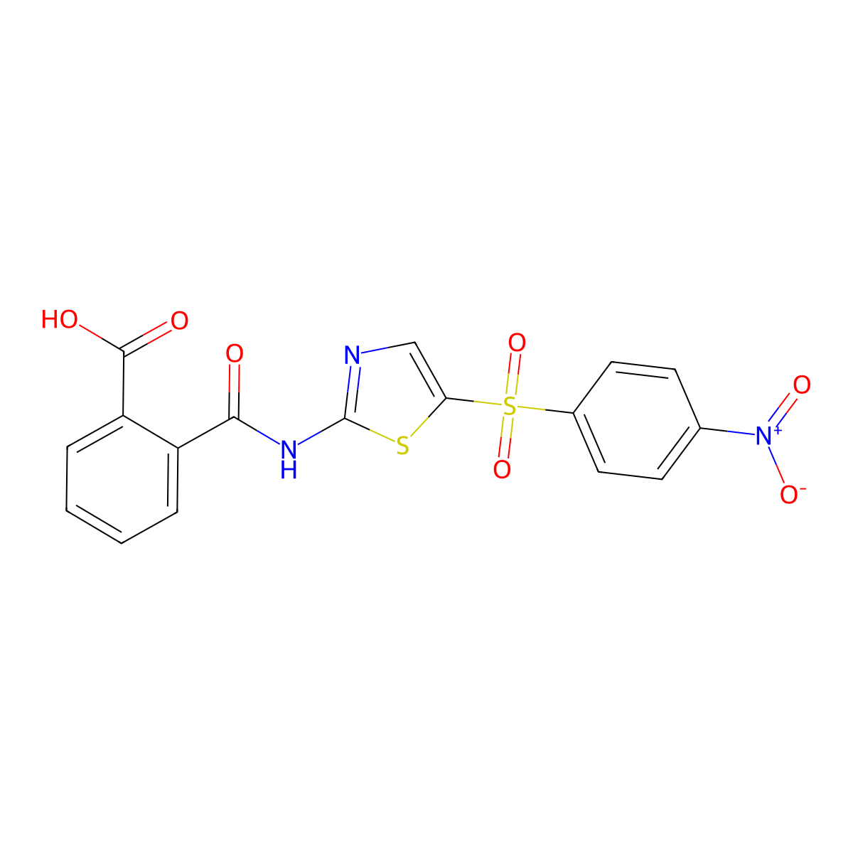 2-{[5-(4-Nitrobenzene-1-sulfonyl)-1,3-thiazol-2-yl]carbamoyl}benzoic acid molecular structure, CAS 392251-45-5
