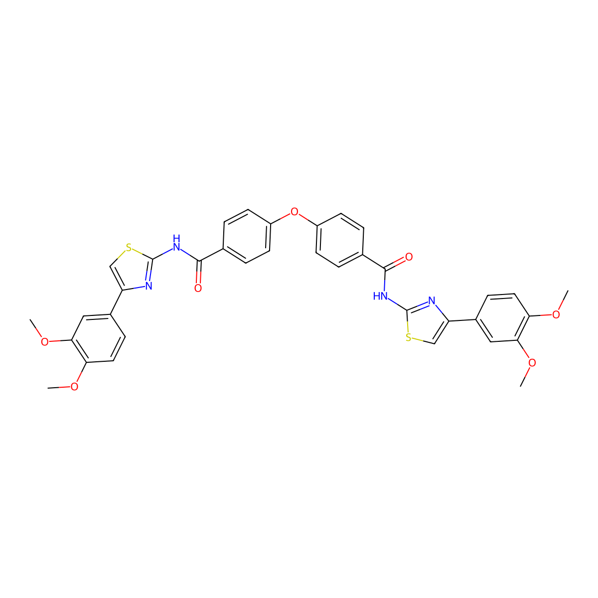 N-[4-(3,4-dimethoxyphenyl)-1,3-thiazol-2-yl]-4-(4-{[4-(3,4-dimethoxyphenyl)-1,3-thiazol-2-yl]carbamoyl}phenoxy)benzamide molecular structure, CAS 392251-64-8