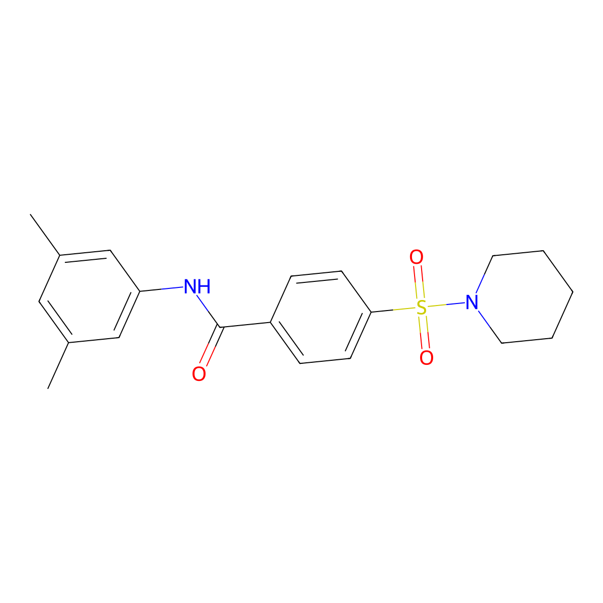 N-(3,5-dimethylphenyl)-4-(piperidin-1-ylsulfonyl)benzamide molecular structure, CAS 392251-70-6