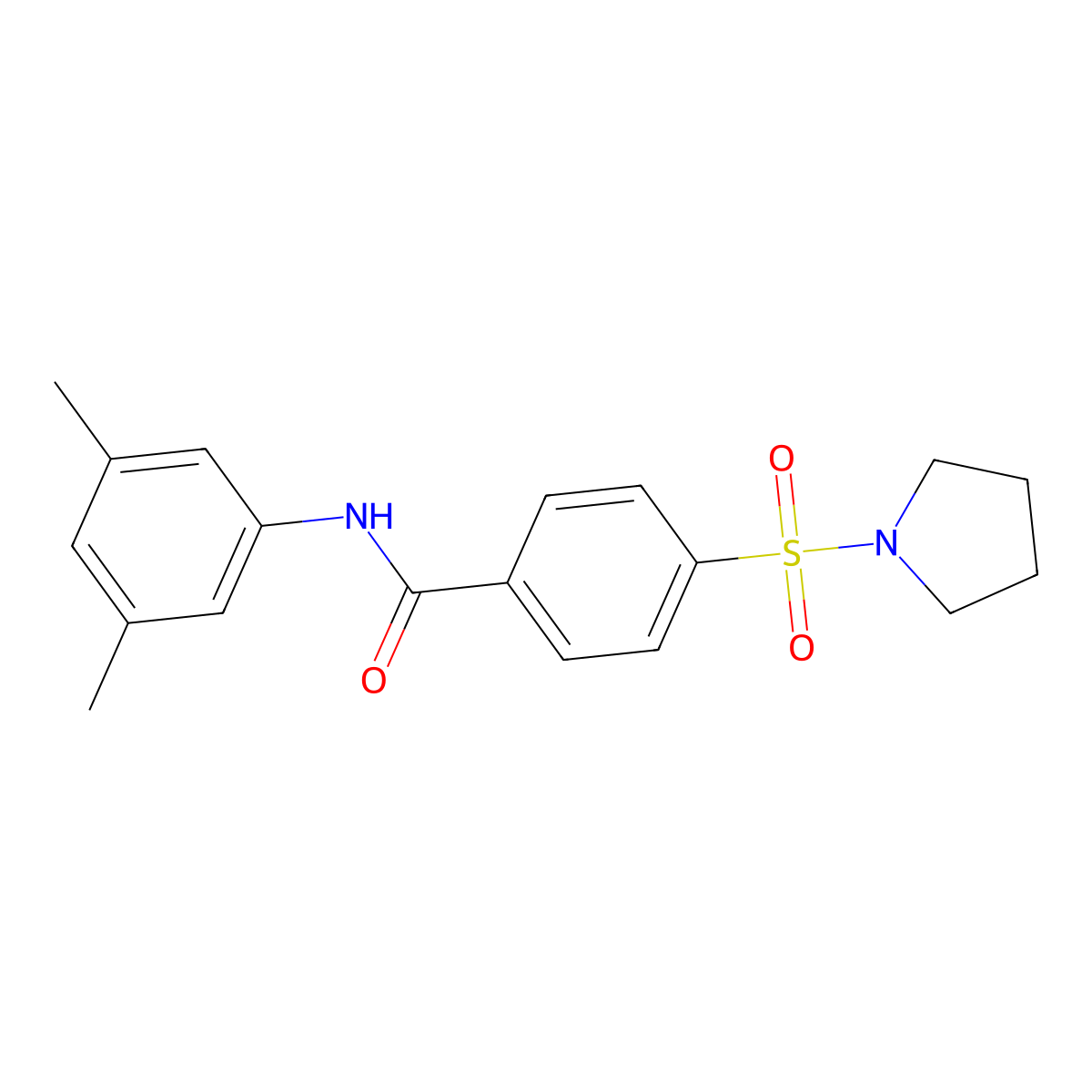 N-(3,5-dimethylphenyl)-4-(pyrrolidin-1-ylsulfonyl)benzamide molecular structure, CAS 392251-71-7
