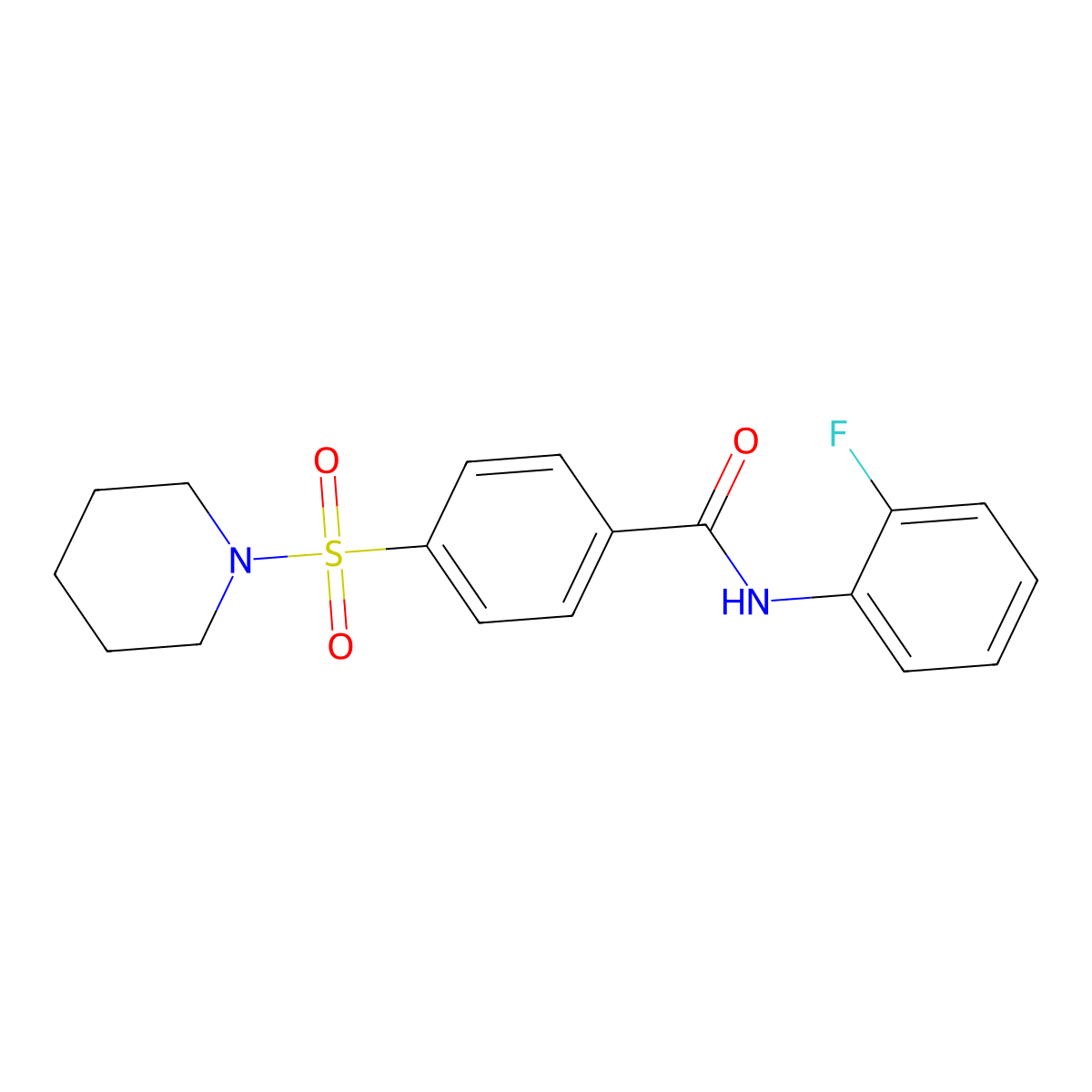 N-(2-fluorophenyl)-4-(piperidin-1-ylsulfonyl)benzamide molecular structure, CAS 392251-75-1