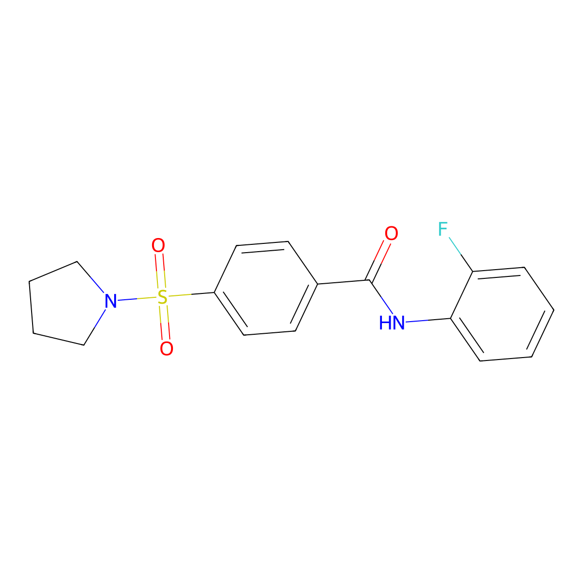 N-(2-fluorophenyl)-4-(pyrrolidine-1-sulfonyl)benzamide molecular structure, CAS 392251-76-2