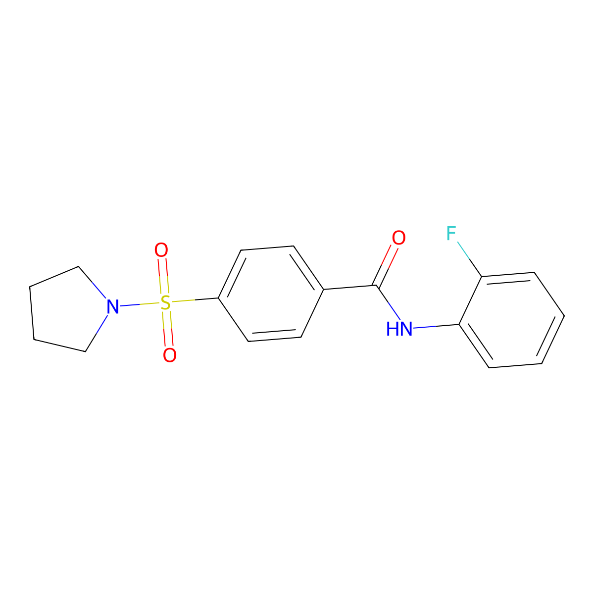 N-(2-fluorophenyl)-4-(pyrrolidine-1-sulfonyl)benzamide molecular structure, CAS 392251-76-2