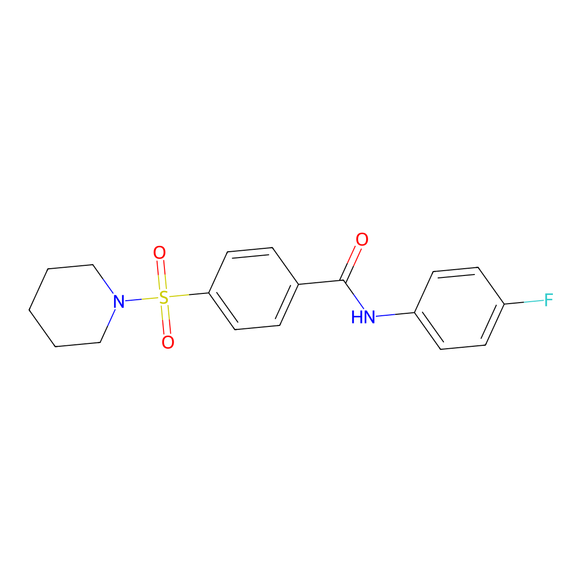 N-(4-fluorophenyl)-4-(piperidin-1-ylsulfonyl)benzamide molecular structure, CAS 392251-78-4