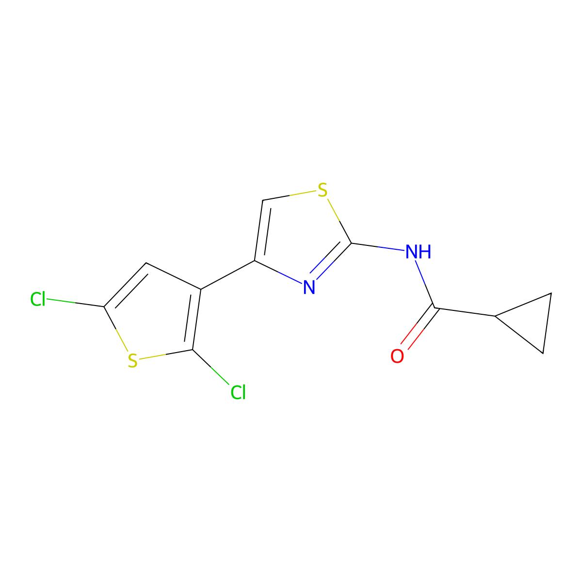 N-(4-(2,5-dichlorothiophen-3-yl)thiazol-2-yl)cyclopropanecarboxamide molecular structure, CAS 392251-80-8