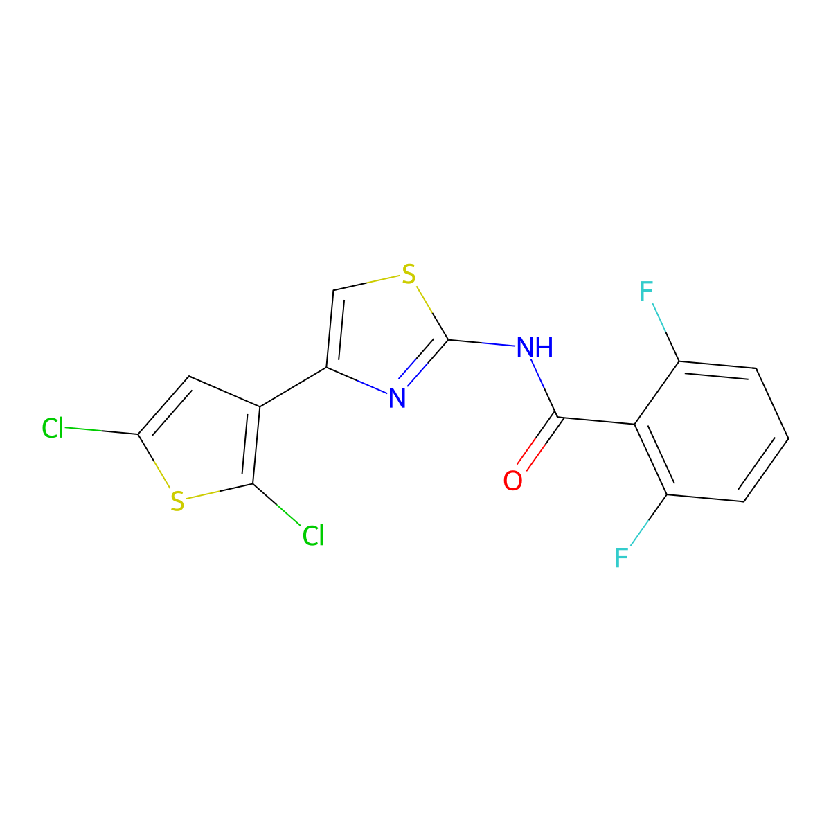 N-[4-(2,5-dichlorothiophen-3-yl)-1,3-thiazol-2-yl]-2,6-difluorobenzamide molecular structure, CAS 392251-82-0
