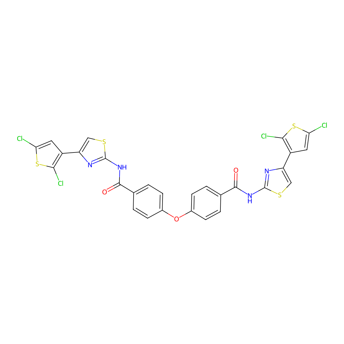 N-[4-(2,5-dichlorothiophen-3-yl)-1,3-thiazol-2-yl]-4-(4-{[4-(2,5-dichlorothiophen-3-yl)-1,3-thiazol-2-yl]carbamoyl}phenoxy)benzamide molecular structure, CAS 392251-84-2