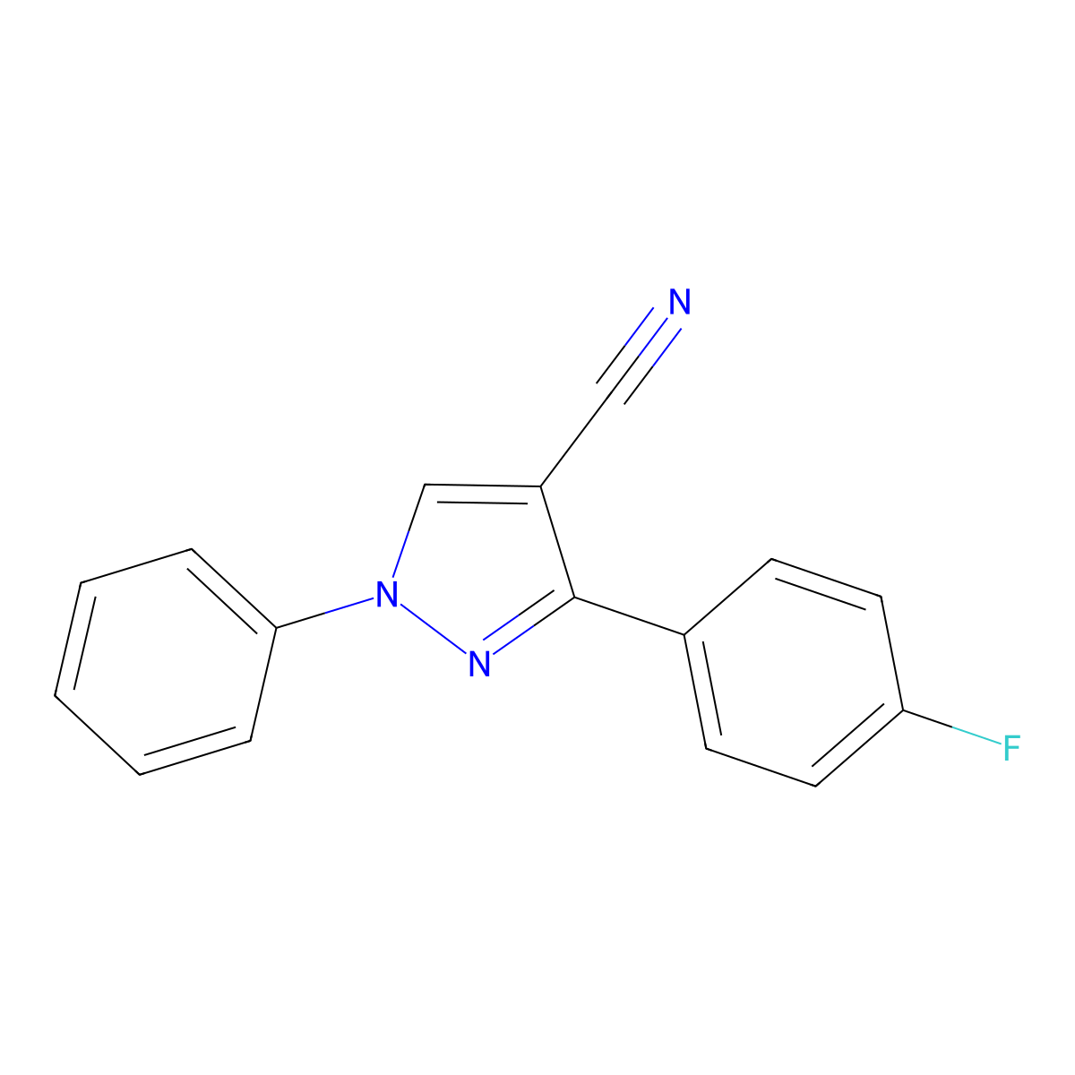 3-(4-Fluorophenyl)-1-phenyl-1H-pyrazole-4-carbonitrile molecular structure, CAS 392251-92-2