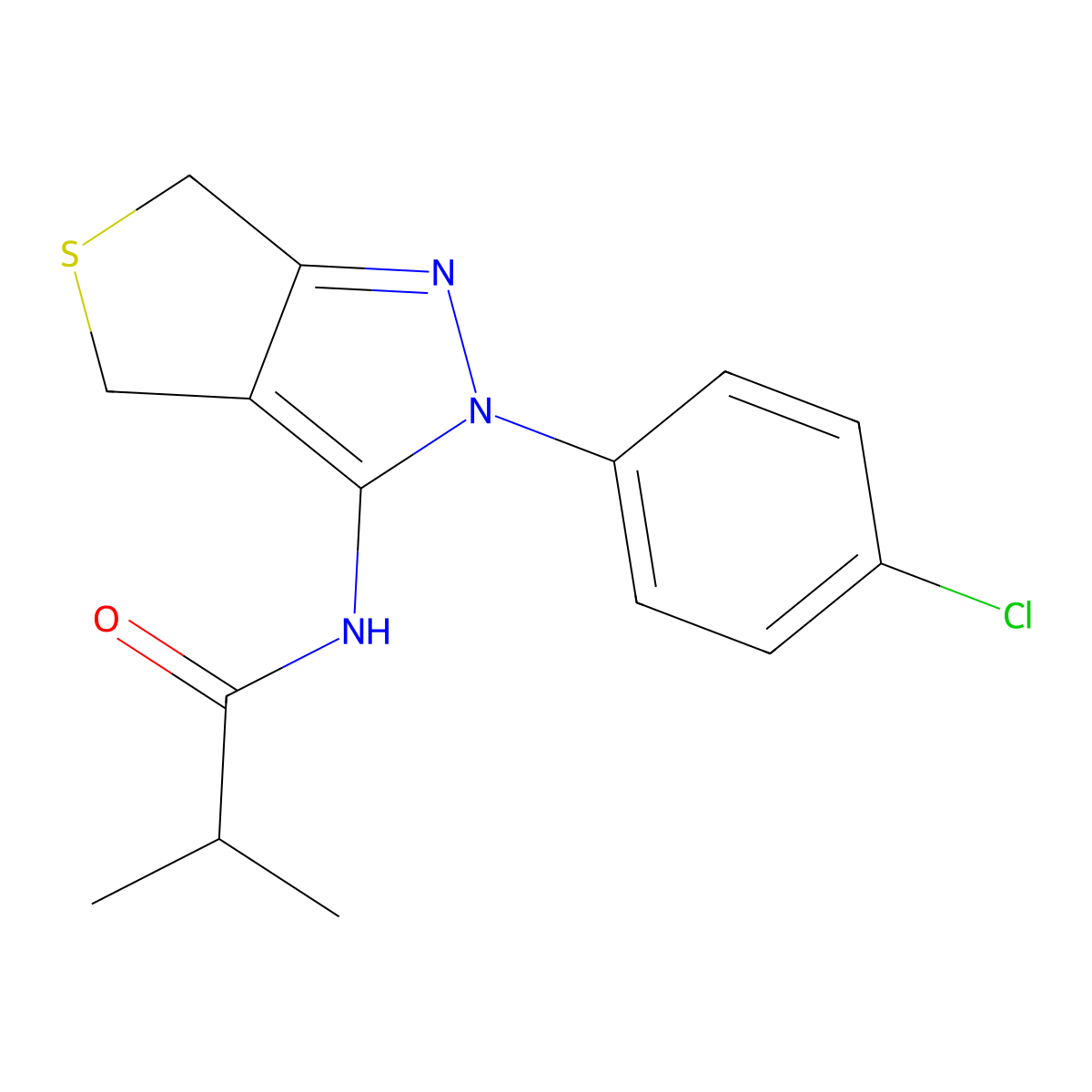 N-(2-(4-chlorophenyl)-4,6-dihydro-2H-thieno[3,4-c]pyrazol-3-yl)isobutyramide molecular structure, CAS 392252-85-6