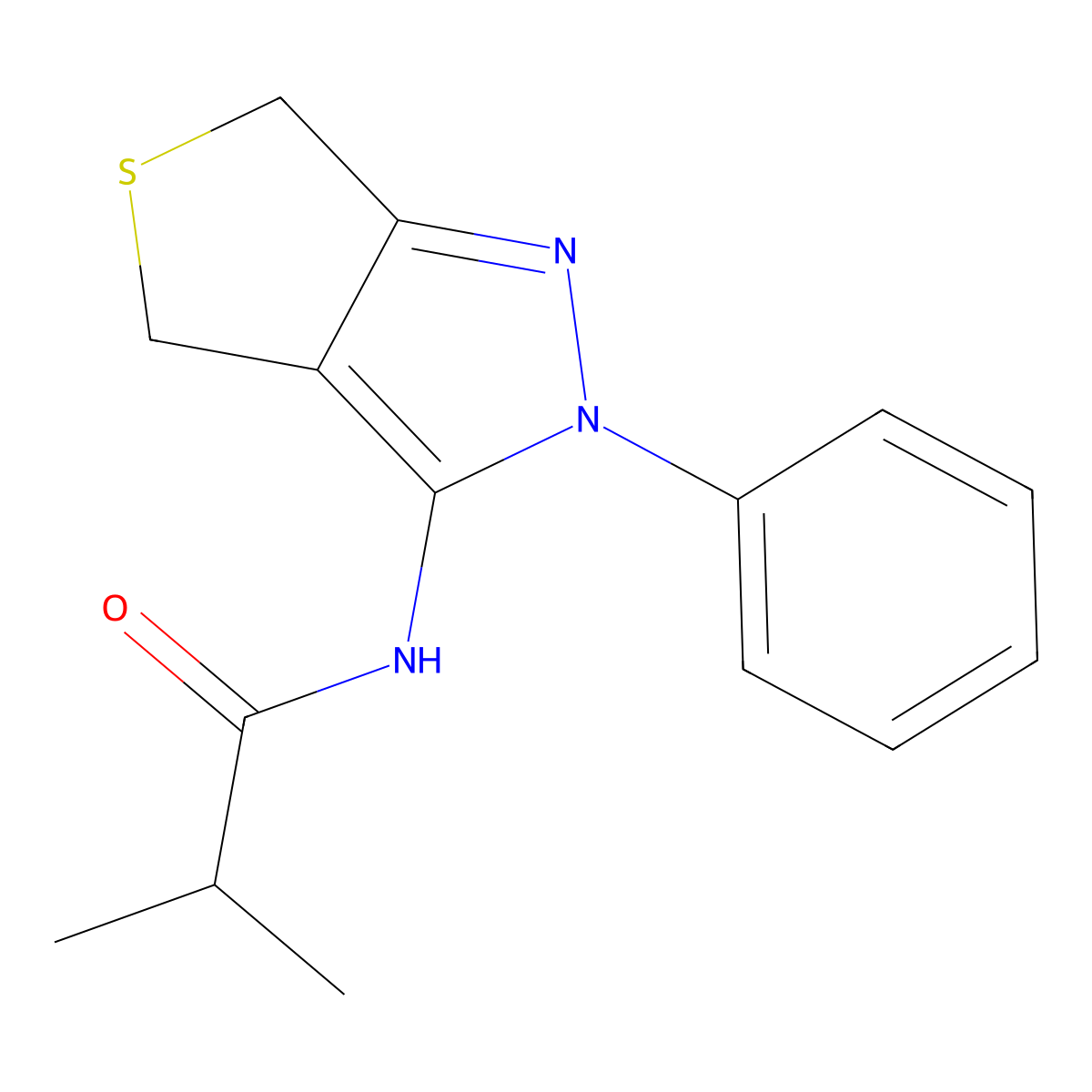 2-methyl-N-(2-phenyl-4,6-dihydrothieno[3,4-c]pyrazol-3-yl)propanamide molecular structure, CAS 392252-86-7
