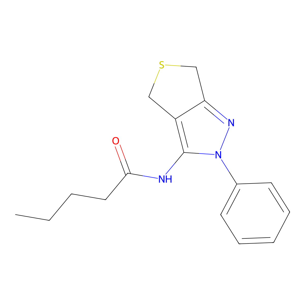 N-(2-phenyl-4,6-dihydrothieno[3,4-c]pyrazol-3-yl)pentanamide molecular structure, CAS 392252-87-8