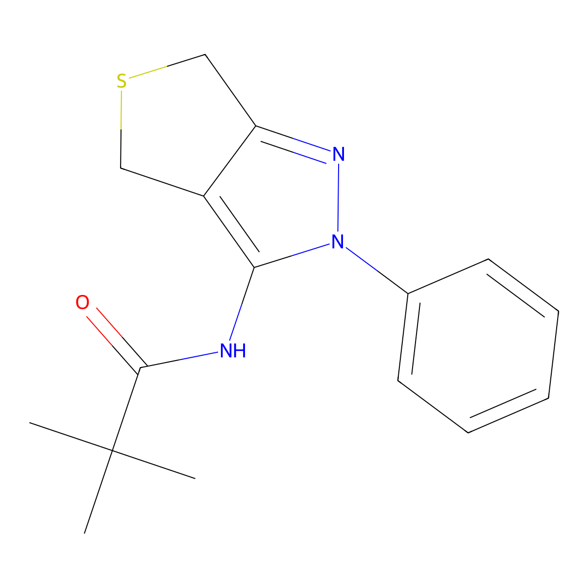 2,2-dimethyl-N-(2-phenyl-4,6-dihydrothieno[3,4-c]pyrazol-3-yl)propanamide molecular structure, CAS 392252-89-0