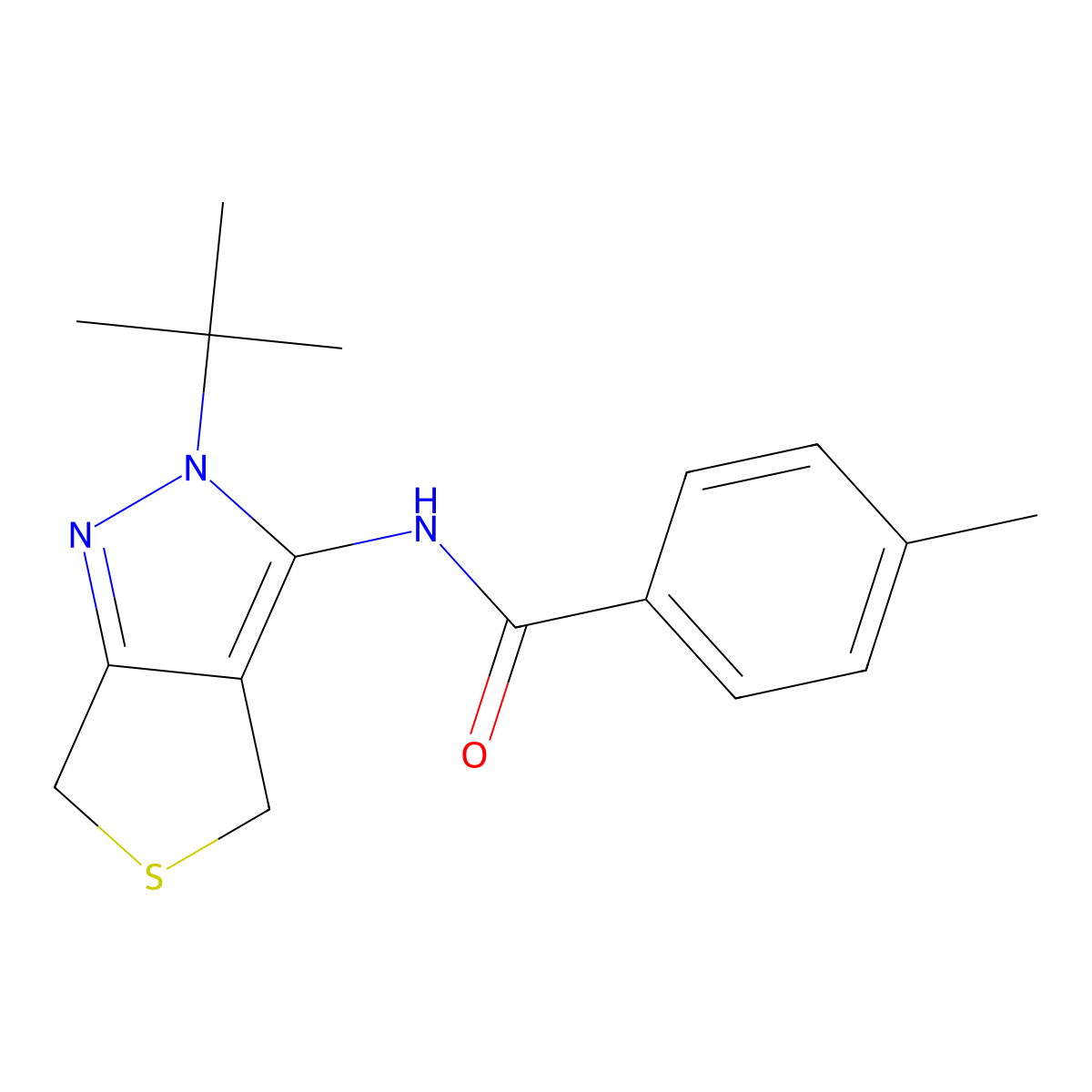 N-(2-(tert-butyl)-4,6-dihydro-2H-thieno[3,4-c]pyrazol-3-yl)-4-methylbenzamide molecular structure, CAS 392253-02-0
