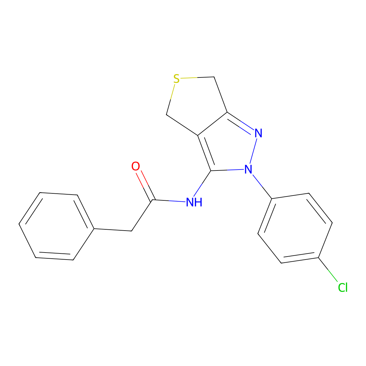 N-[2-(4-chlorophenyl)-4,6-dihydrothieno[3,4-c]pyrazol-3-yl]-2-phenylacetamide molecular structure, CAS 392253-06-4