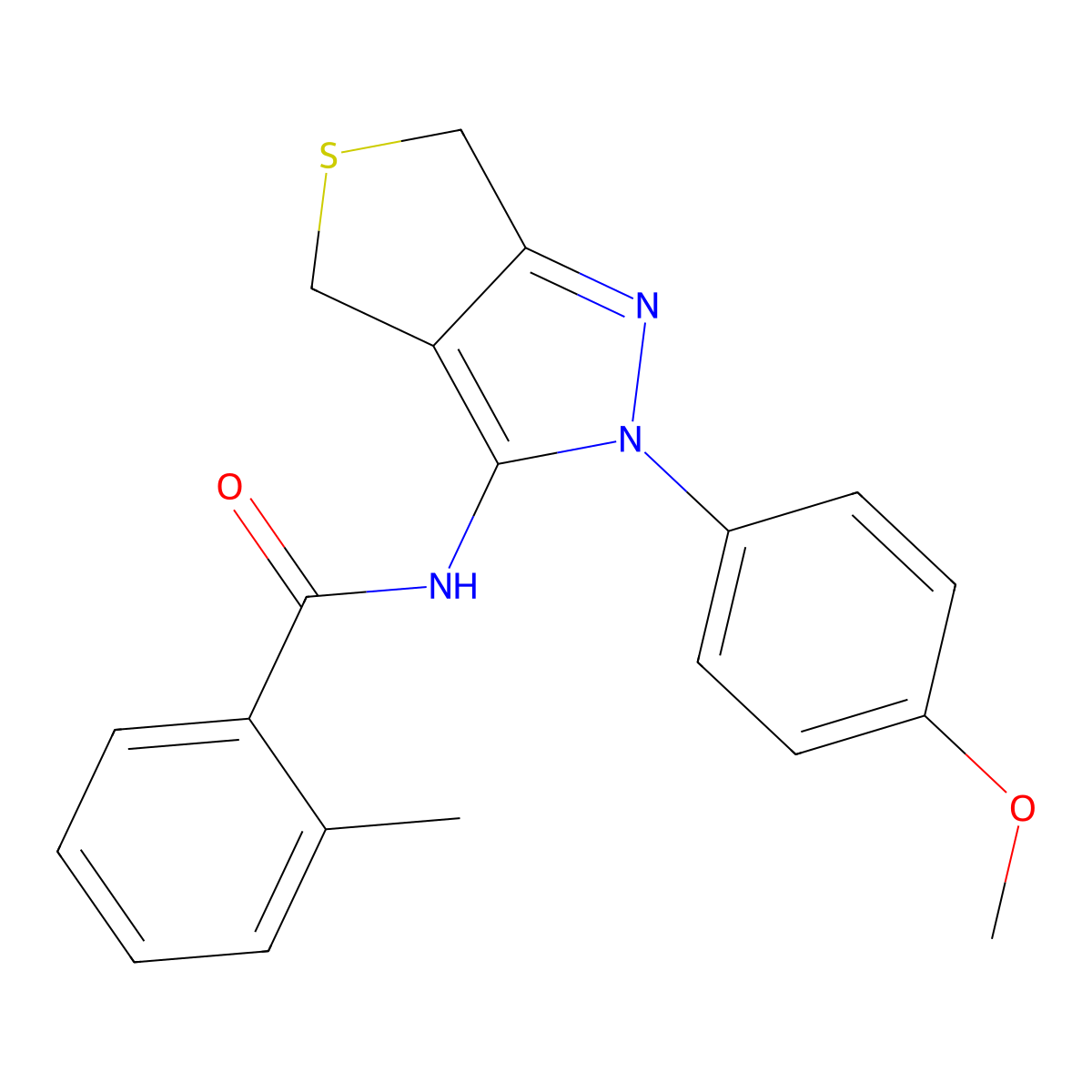 N-(2-(4-methoxyphenyl)-4,6-dihydro-2H-thieno[3,4-c]pyrazol-3-yl)-2-methylbenzamide molecular structure, CAS 392253-13-3