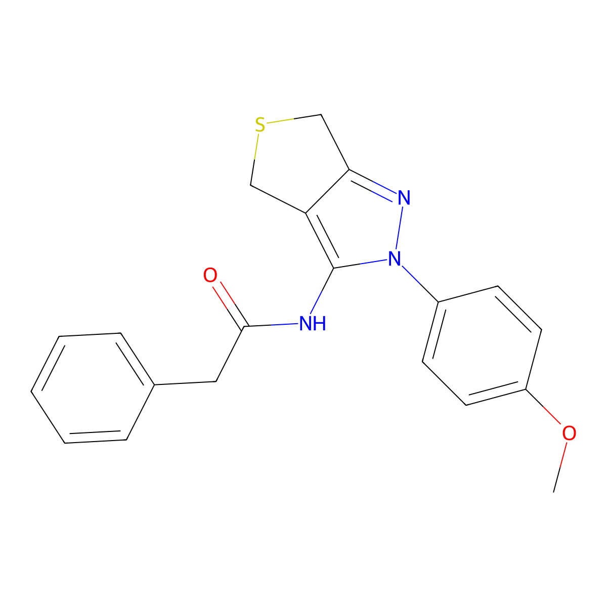 N-(2-(4-methoxyphenyl)-4,6-dihydro-2H-thieno[3,4-c]pyrazol-3-yl)-2-phenylacetamide molecular structure, CAS 392253-17-7
