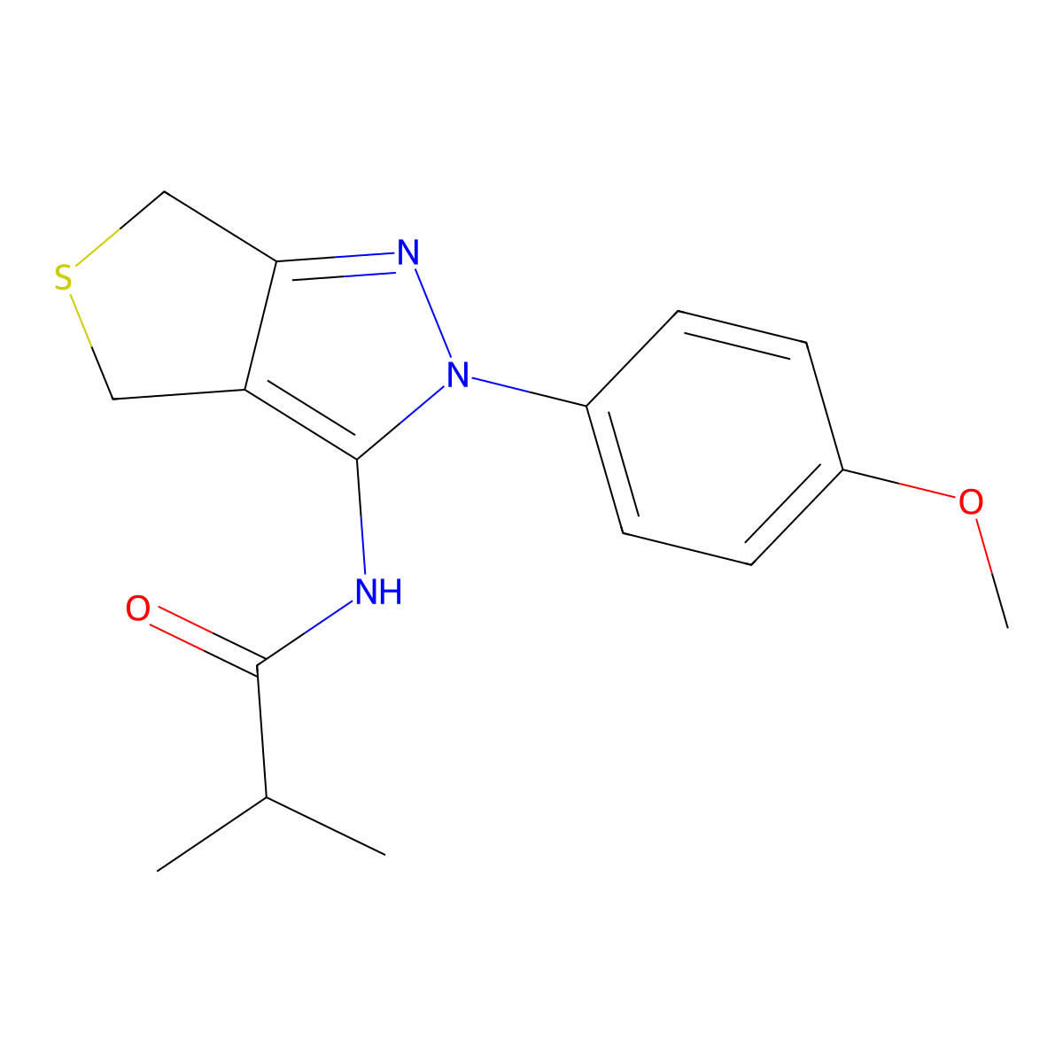 N-(2-(4-methoxyphenyl)-4,6-dihydro-2H-thieno[3,4-c]pyrazol-3-yl)isobutyramide molecular structure, CAS 392253-23-5