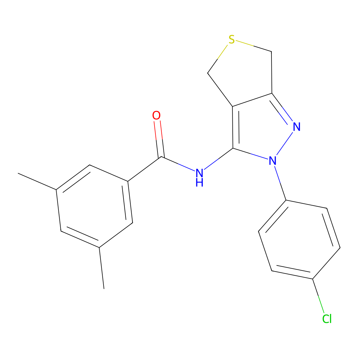 N-[2-(4-chlorophenyl)-4,6-dihydrothieno[3,4-c]pyrazol-3-yl]-3,5-dimethylbenzamide molecular structure, CAS 392253-35-9