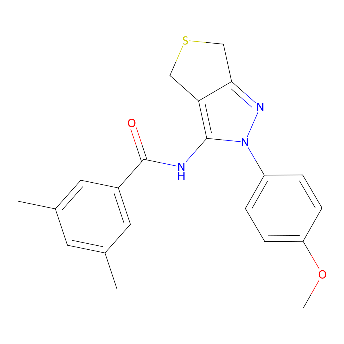 N-(2-(4-methoxyphenyl)-4,6-dihydro-2H-thieno[3,4-c]pyrazol-3-yl)-3,5-dimethylbenzamide molecular structure, CAS 392253-36-0