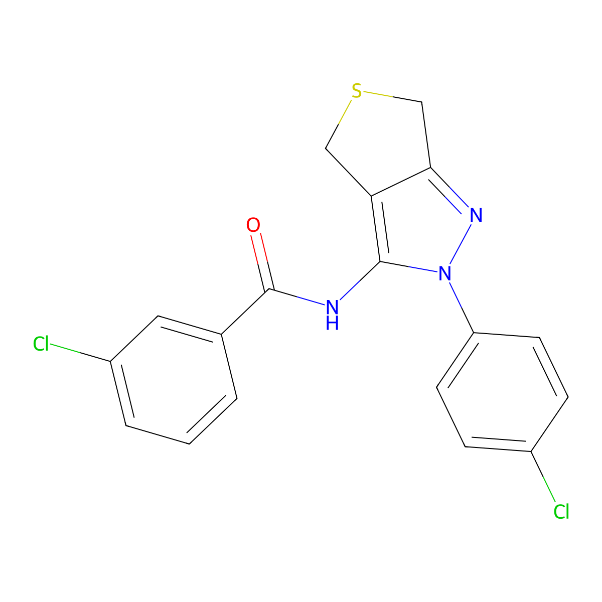 3-chloro-N-[2-(4-chlorophenyl)-4,6-dihydrothieno[3,4-c]pyrazol-3-yl]benzamide molecular structure, CAS 392253-42-8