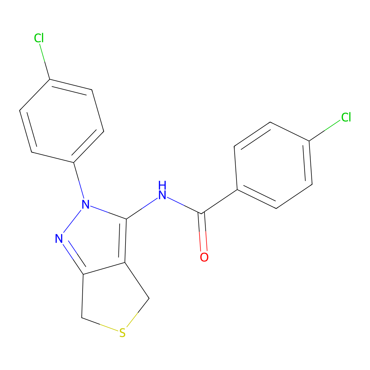 4-chloro-N-(2-(4-chlorophenyl)-4,6-dihydro-2H-thieno[3,4-c]pyrazol-3-yl)benzamide molecular structure, CAS 392253-44-0