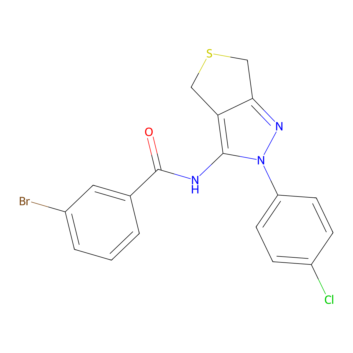 3-bromo-N-[2-(4-chlorophenyl)-4,6-dihydrothieno[3,4-c]pyrazol-3-yl]benzamide molecular structure, CAS 392253-47-3