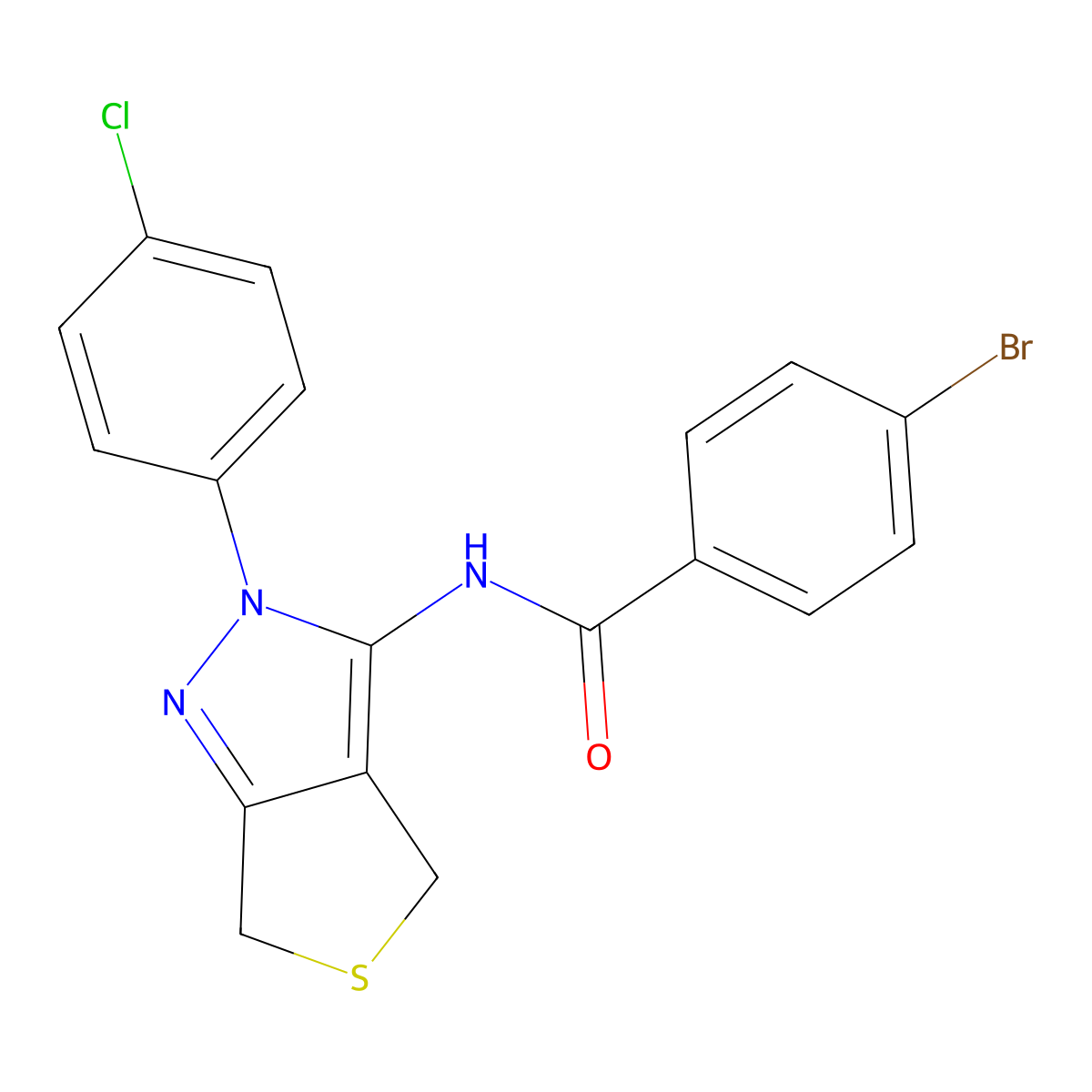 4-bromo-N-[2-(4-chlorophenyl)-4,6-dihydrothieno[3,4-c]pyrazol-3-yl]benzamide molecular structure, CAS 392253-48-4