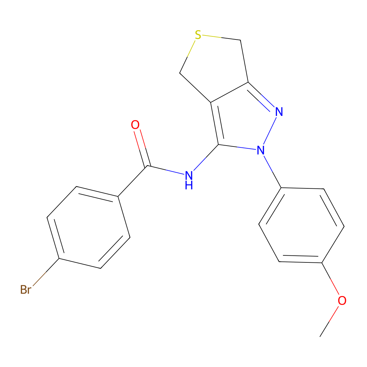 4-bromo-N-[2-(4-methoxyphenyl)-4,6-dihydrothieno[3,4-c]pyrazol-3-yl]benzamide molecular structure, CAS 392253-49-5