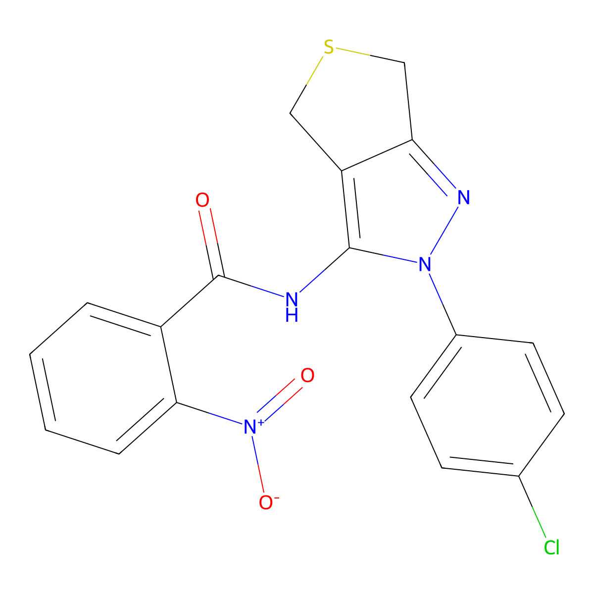 N-(2-(4-chlorophenyl)-4,6-dihydro-2H-thieno[3,4-c]pyrazol-3-yl)-2-nitrobenzamide molecular structure, CAS 392253-52-0
