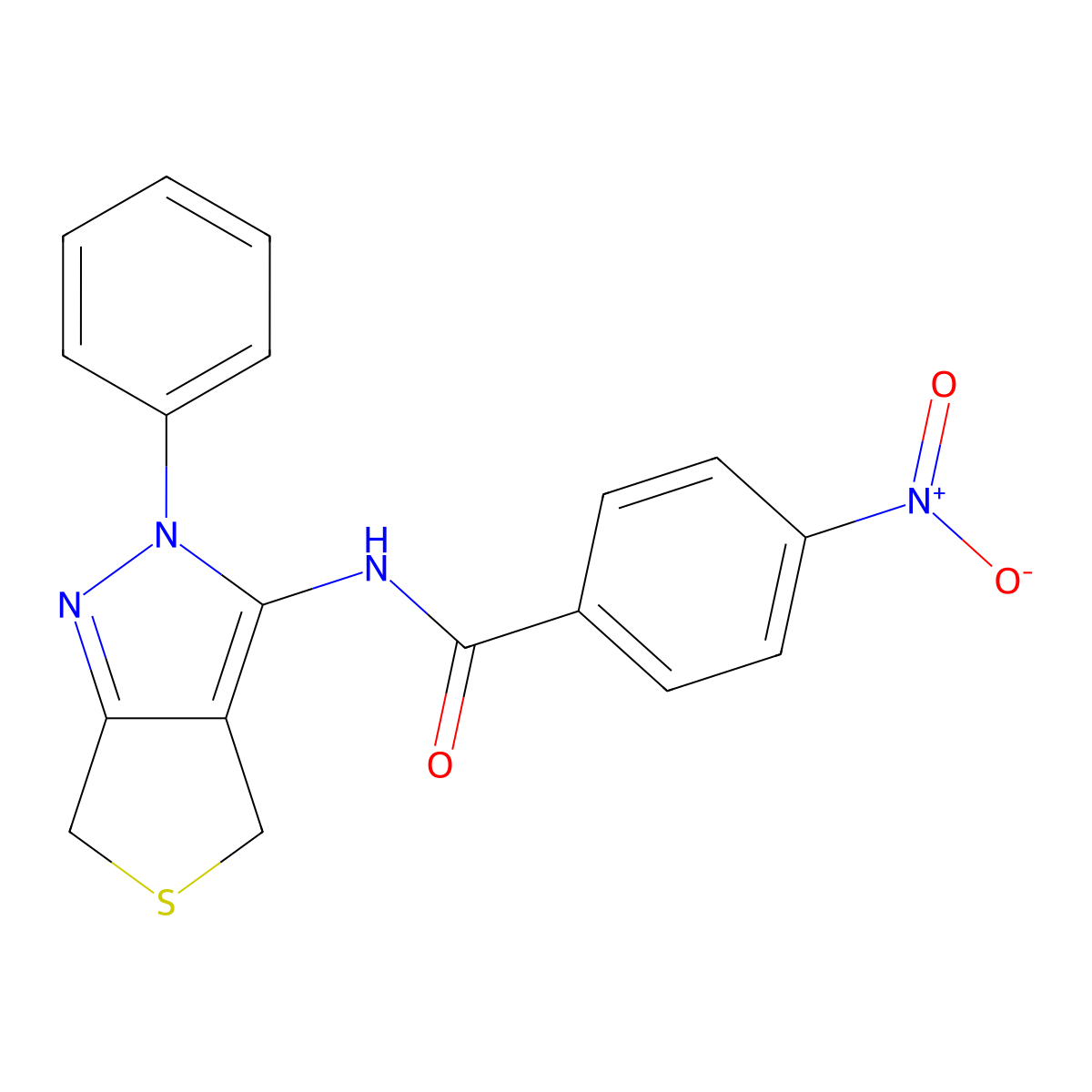 4-nitro-N-(2-phenyl-4,6-dihydro-2H-thieno[3,4-c]pyrazol-3-yl)benzamide molecular structure, CAS 392253-58-6