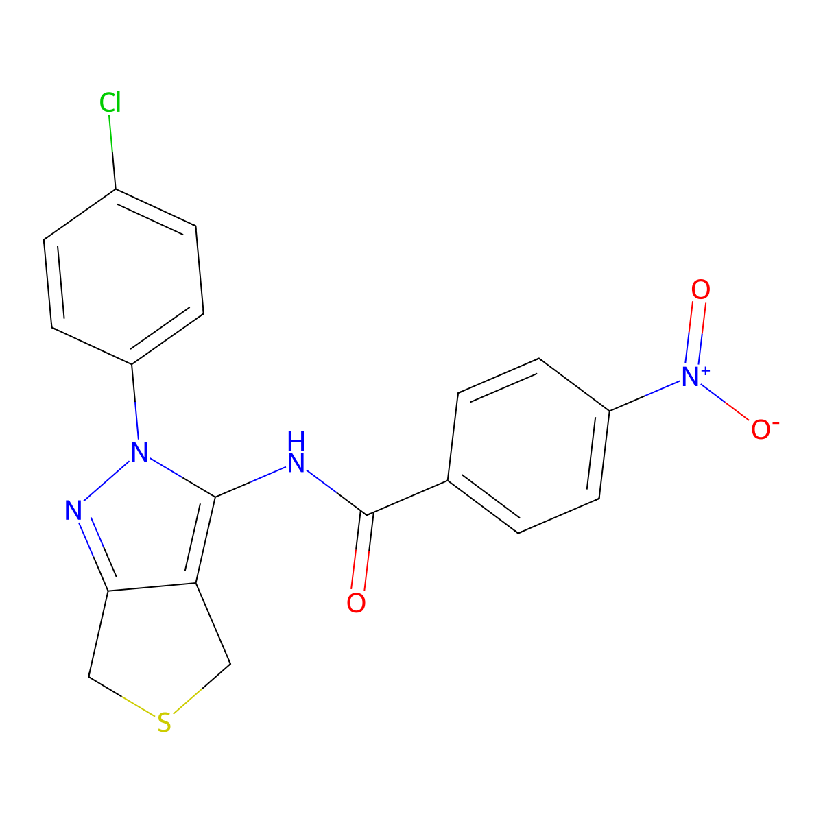 N-[2-(4-chlorophenyl)-4,6-dihydrothieno[3,4-c]pyrazol-3-yl]-4-nitrobenzamide molecular structure, CAS 392253-60-0