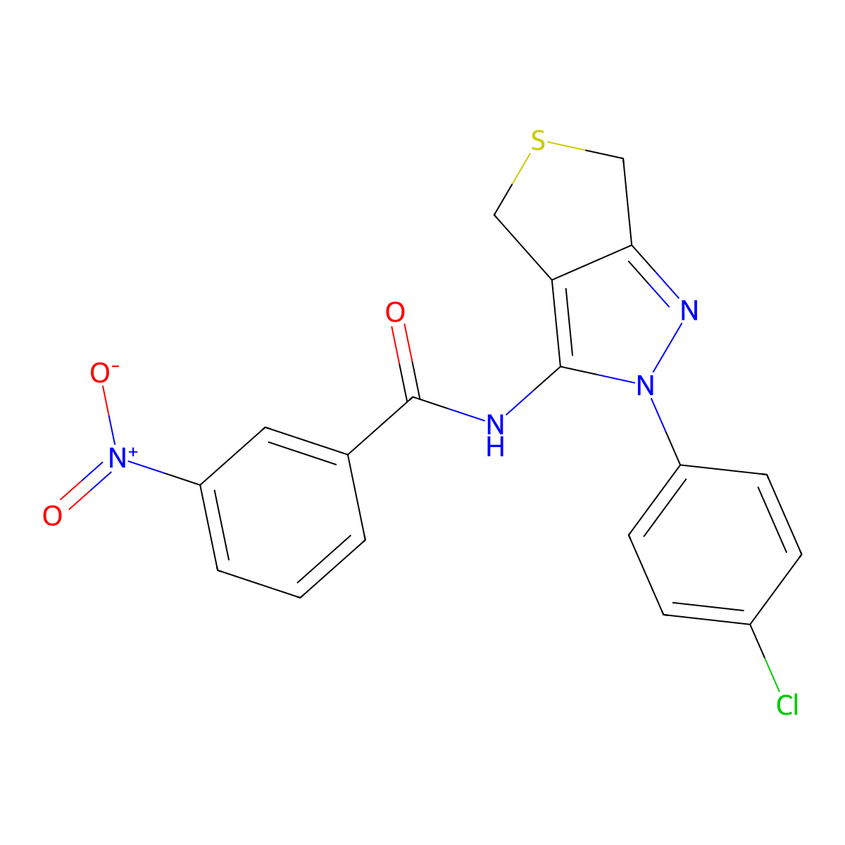 N-[2-(4-chlorophenyl)-4,6-dihydrothieno[3,4-c]pyrazol-3-yl]-3-nitrobenzamide molecular structure, CAS 392253-63-3