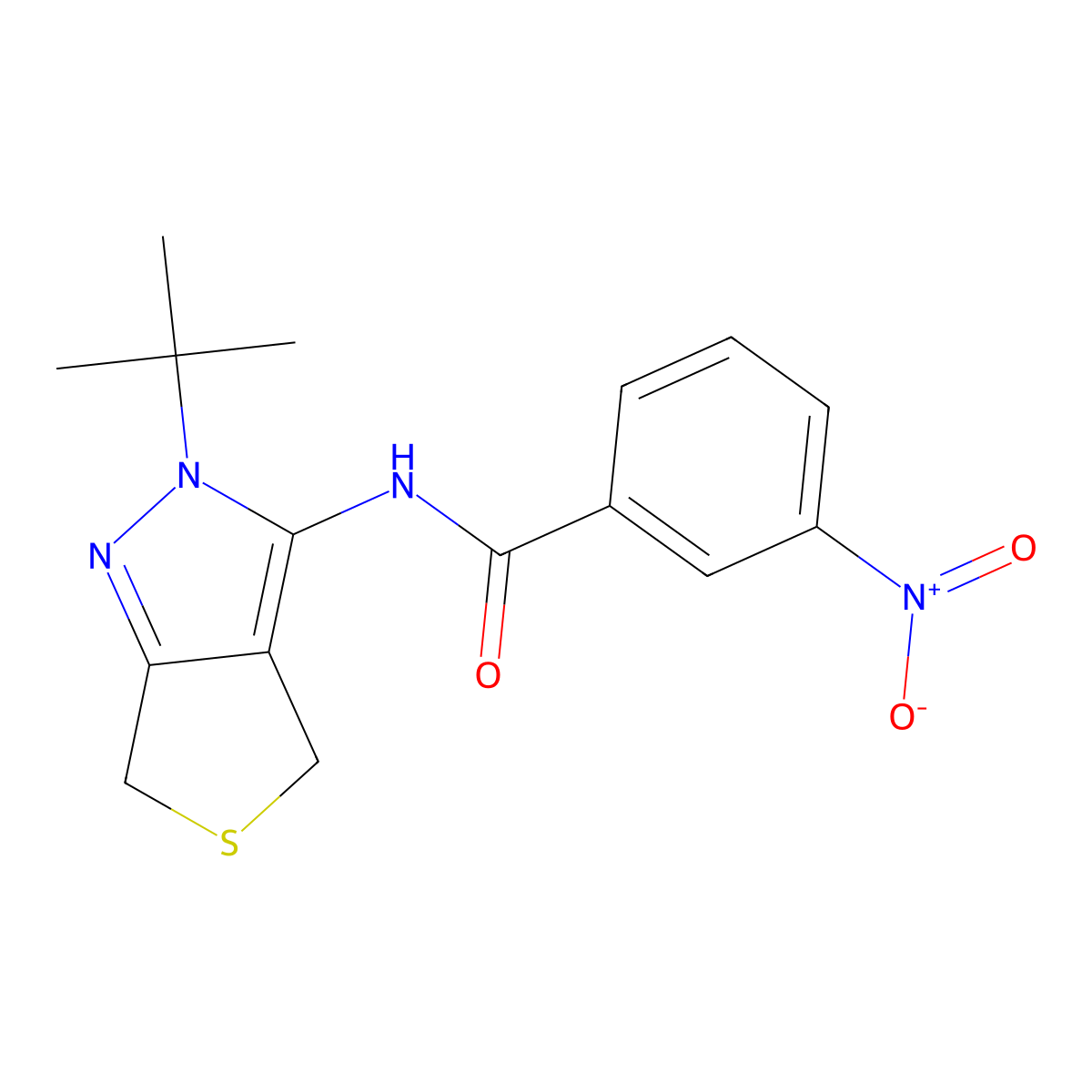 N-(2-(tert-butyl)-4,6-dihydro-2H-thieno[3,4-c]pyrazol-3-yl)-3-nitrobenzamide molecular structure, CAS 392253-67-7