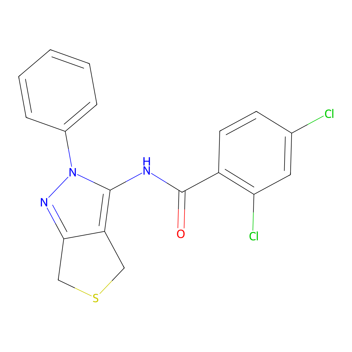 2,4-dichloro-N-(2-phenyl-4,6-dihydro-2H-thieno[3,4-c]pyrazol-3-yl)benzamide molecular structure, CAS 392253-75-7
