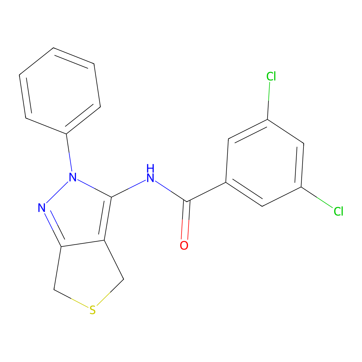 3,5-dichloro-N-(2-phenyl-4,6-dihydro-2H-thieno[3,4-c]pyrazol-3-yl)benzamide molecular structure, CAS 392253-83-7
