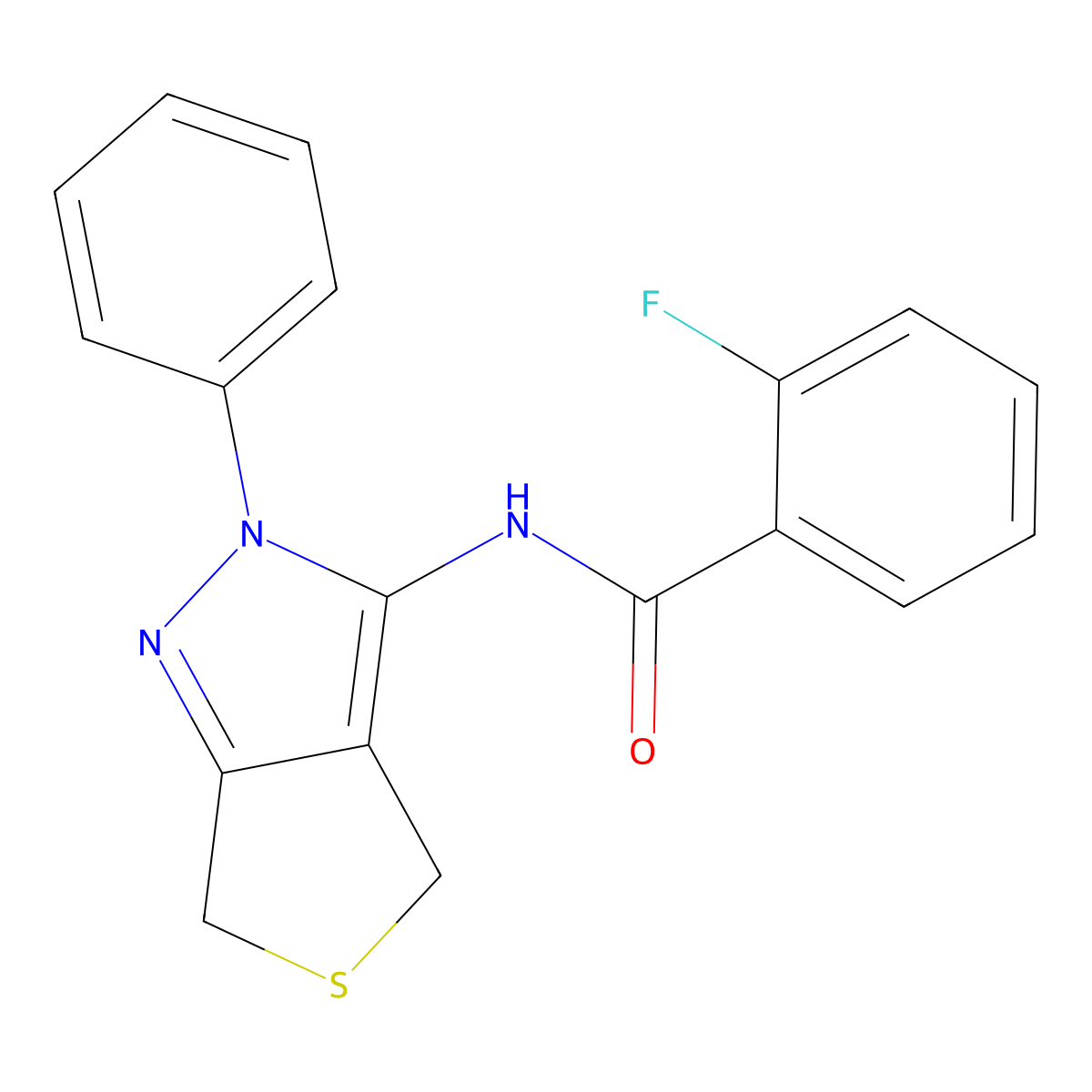 2-fluoro-N-(2-phenyl-4,6-dihydro-2H-thieno[3,4-c]pyrazol-3-yl)benzamide molecular structure, CAS 392253-88-2