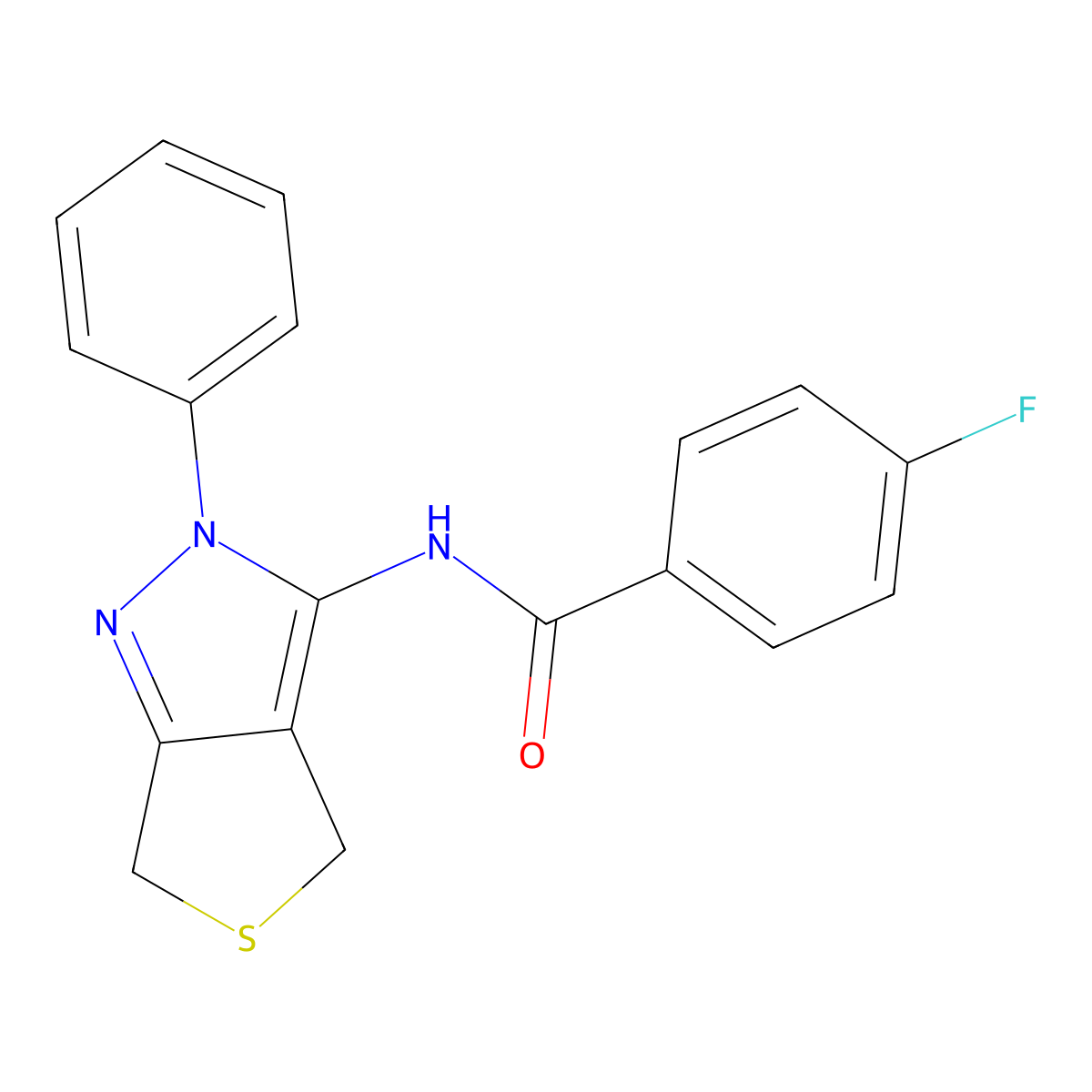 4-fluoro-N-(2-phenyl-4,6-dihydro-2H-thieno[3,4-c]pyrazol-3-yl)benzamide molecular structure, CAS 392254-00-1