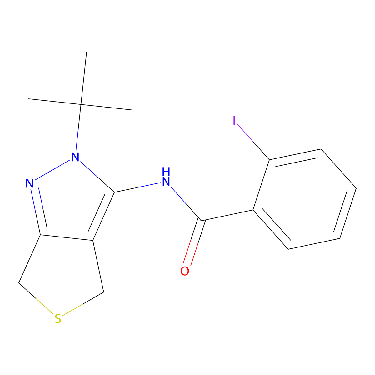 N-(2-(tert-butyl)-4,6-dihydro-2H-thieno[3,4-c]pyrazol-3-yl)-2-iodobenzamide molecular structure, CAS 392254-06-7