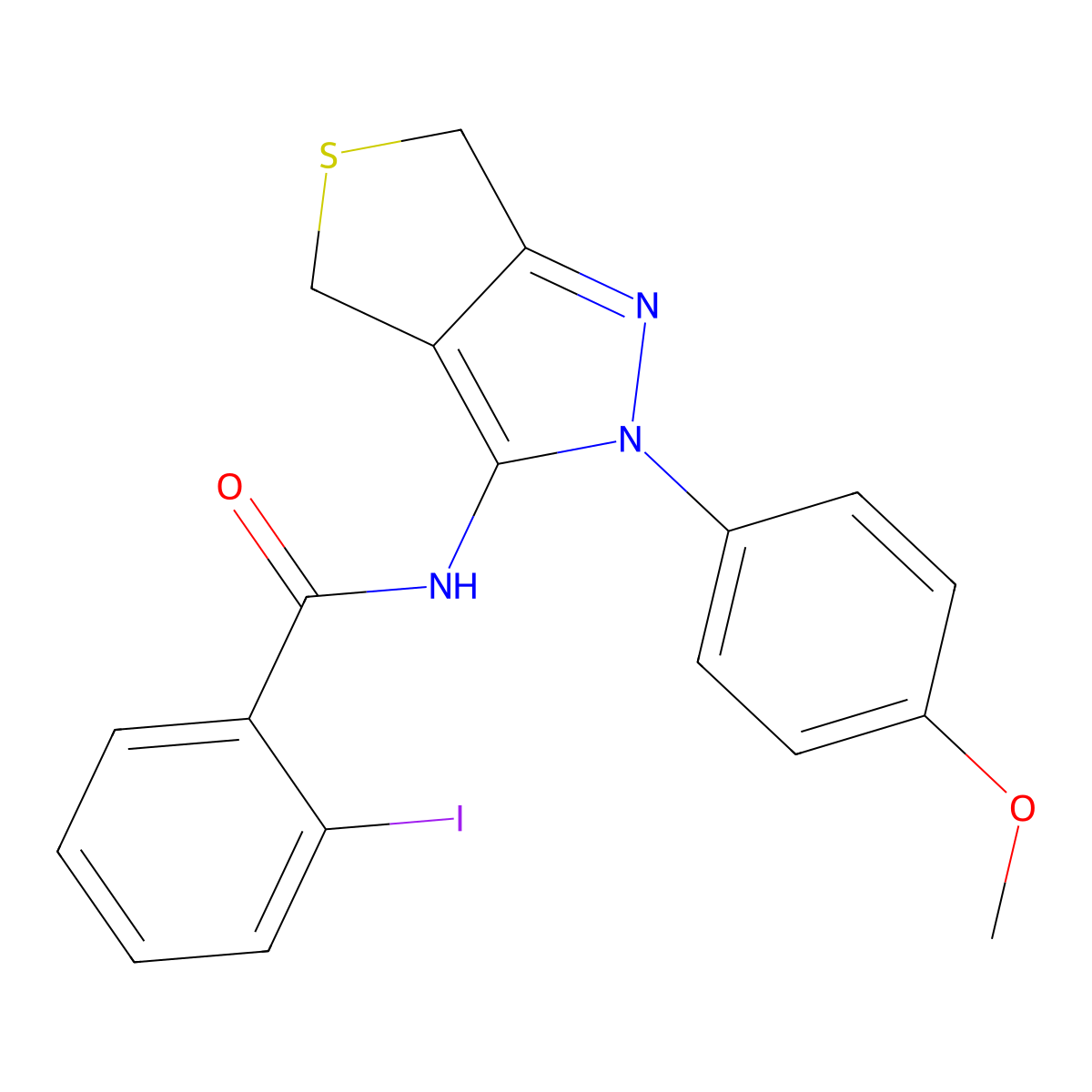 2-iodo-N-[2-(4-methoxyphenyl)-4,6-dihydrothieno[3,4-c]pyrazol-3-yl]benzamide molecular structure, CAS 392254-12-5