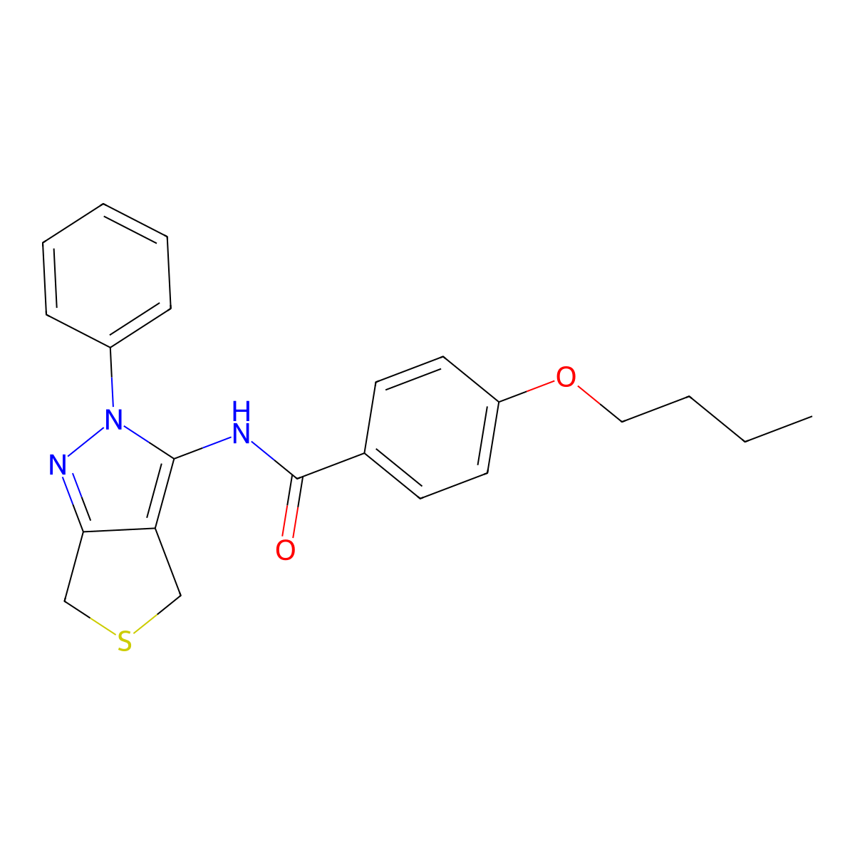 4-butoxy-N-(2-phenyl-4,6-dihydrothieno[3,4-c]pyrazol-3-yl)benzamide molecular structure, CAS 392254-22-7
