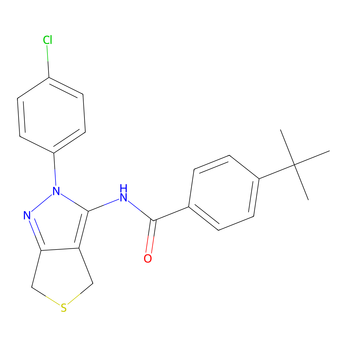 4-(tert-butyl)-N-(2-(4-chlorophenyl)-4,6-dihydro-2H-thieno[3,4-c]pyrazol-3-yl)benzamide molecular structure, CAS 392254-28-3