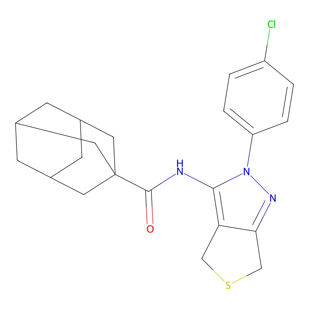 N-[2-(4-chlorophenyl)-4,6-dihydrothieno[3,4-c]pyrazol-3-yl]adamantane-1-carboxamide molecular structure, CAS 392254-33-0