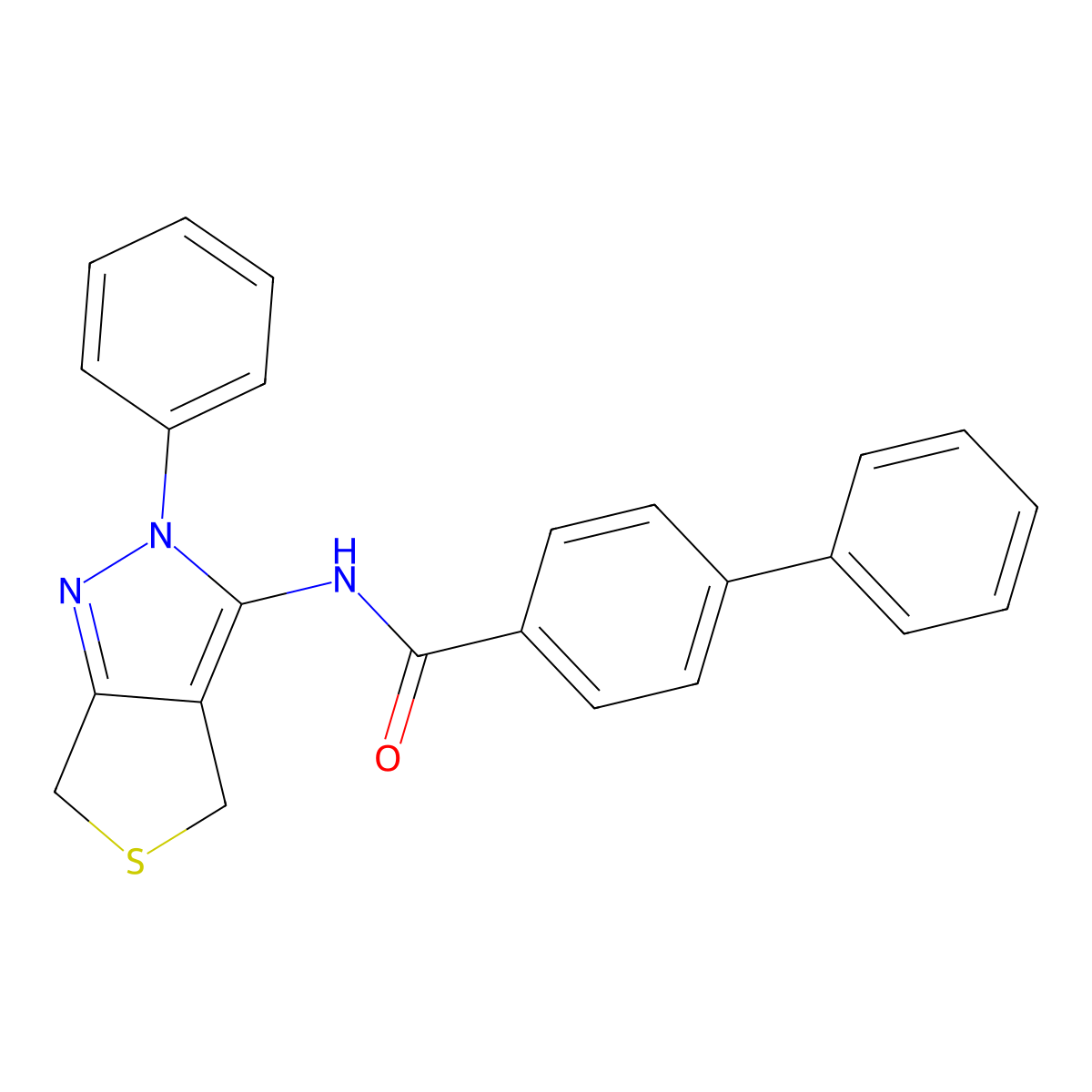 4-phenyl-N-(2-phenyl-4,6-dihydrothieno[3,4-c]pyrazol-3-yl)benzamide molecular structure, CAS 392254-37-4